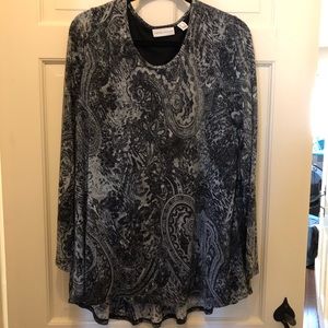 Susan Graver long sleeve peplum lured paisley top